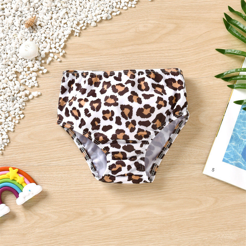 Wholesale Kids Leopard Print Polyester Swimwear